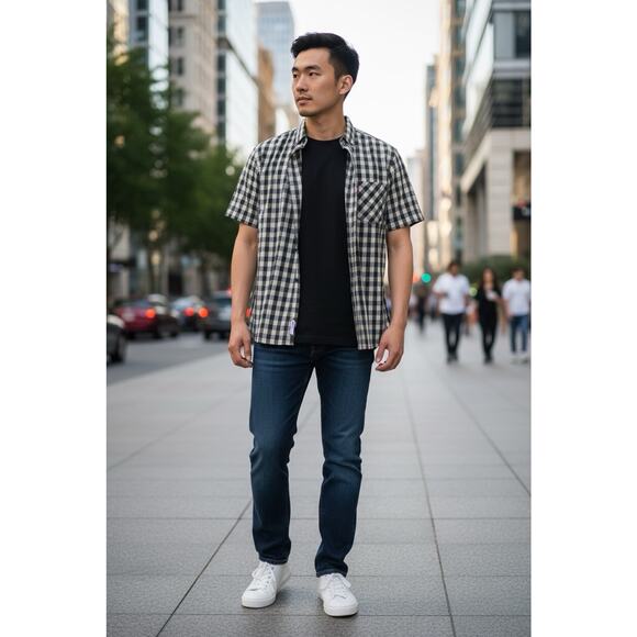 Levi's Men's Plaid Short Sleeve Button-Up Shirt, Size M - Picture 1 of 5